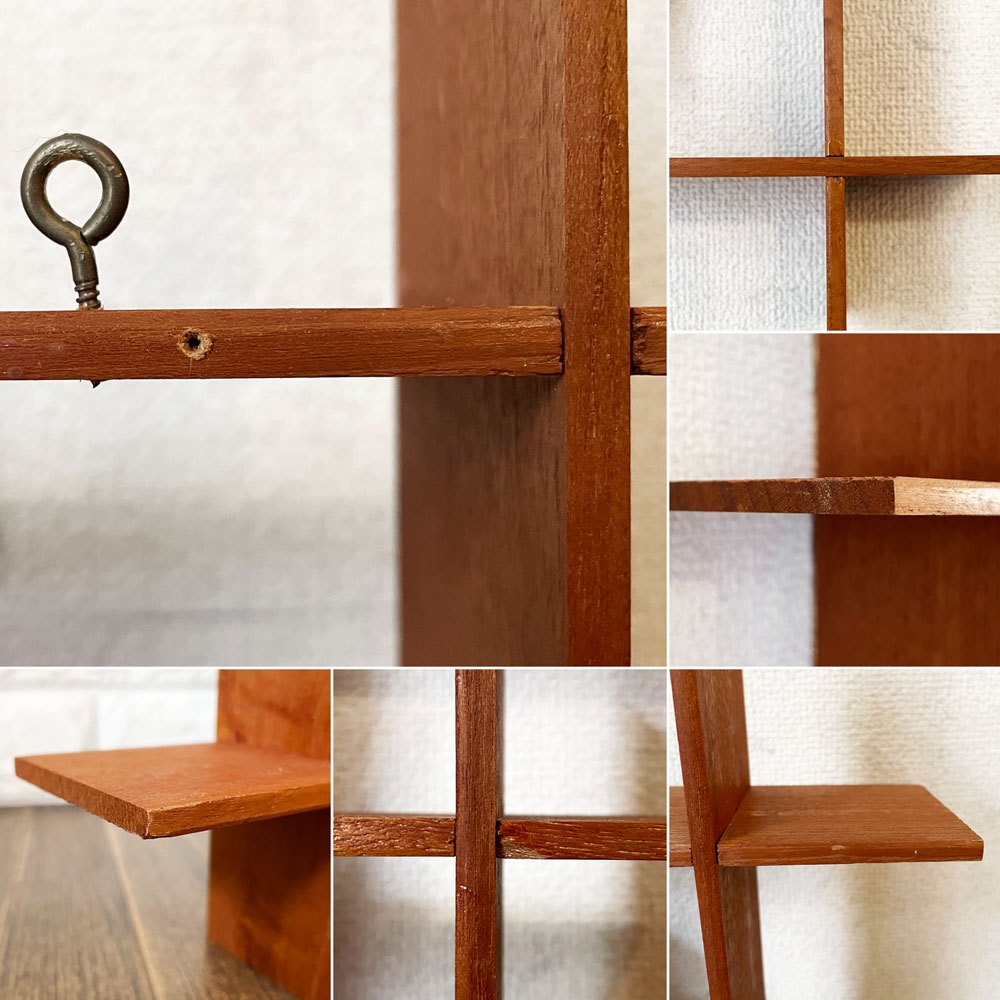 スウェーデンビンテージ Swedish Vintage チーク材 ウォールクロスシェルフ ディスプレイラック 壁掛け 51×51cm ミッドセンチュリー 北欧家具 ◎