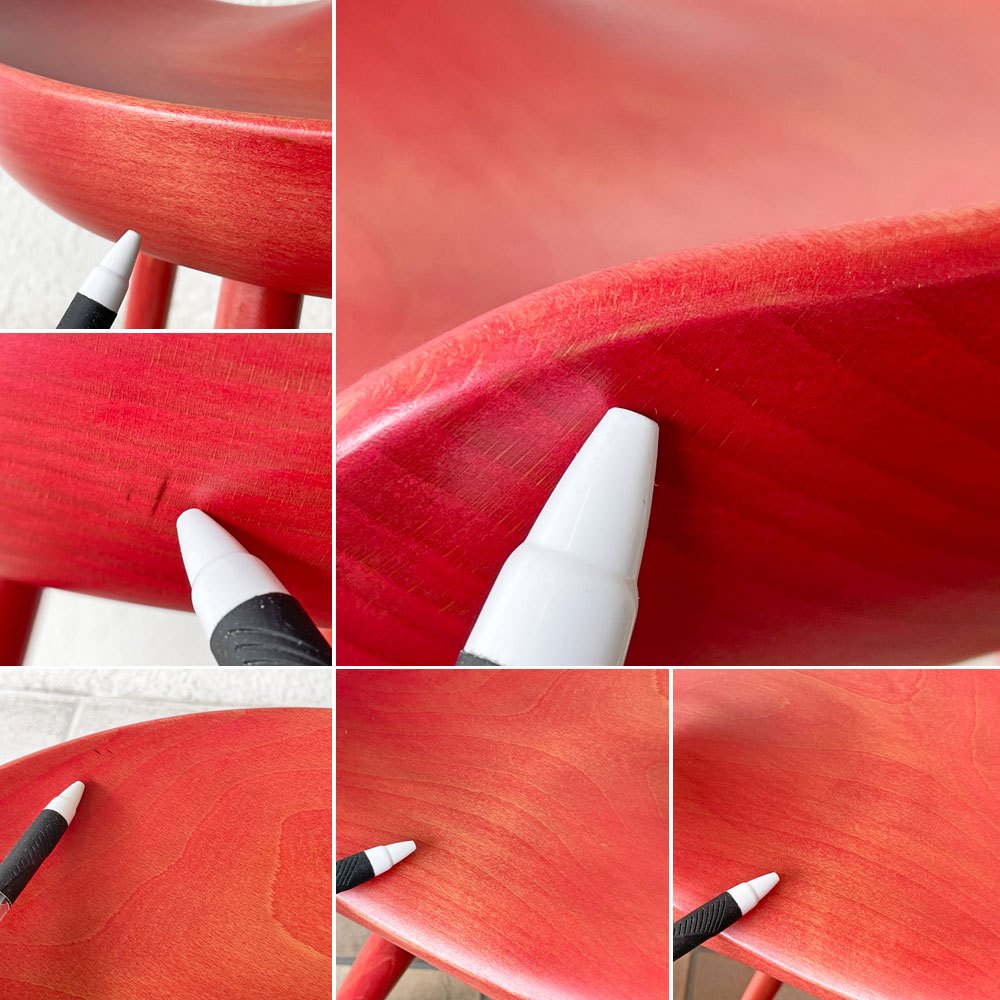 ワーナー Werner シューメーカーチェア Shoemaker Chair NO.49 スツール ビーチ材 カスタム塗装品 レッド ラーズ・ワーナー デンマーク ◇