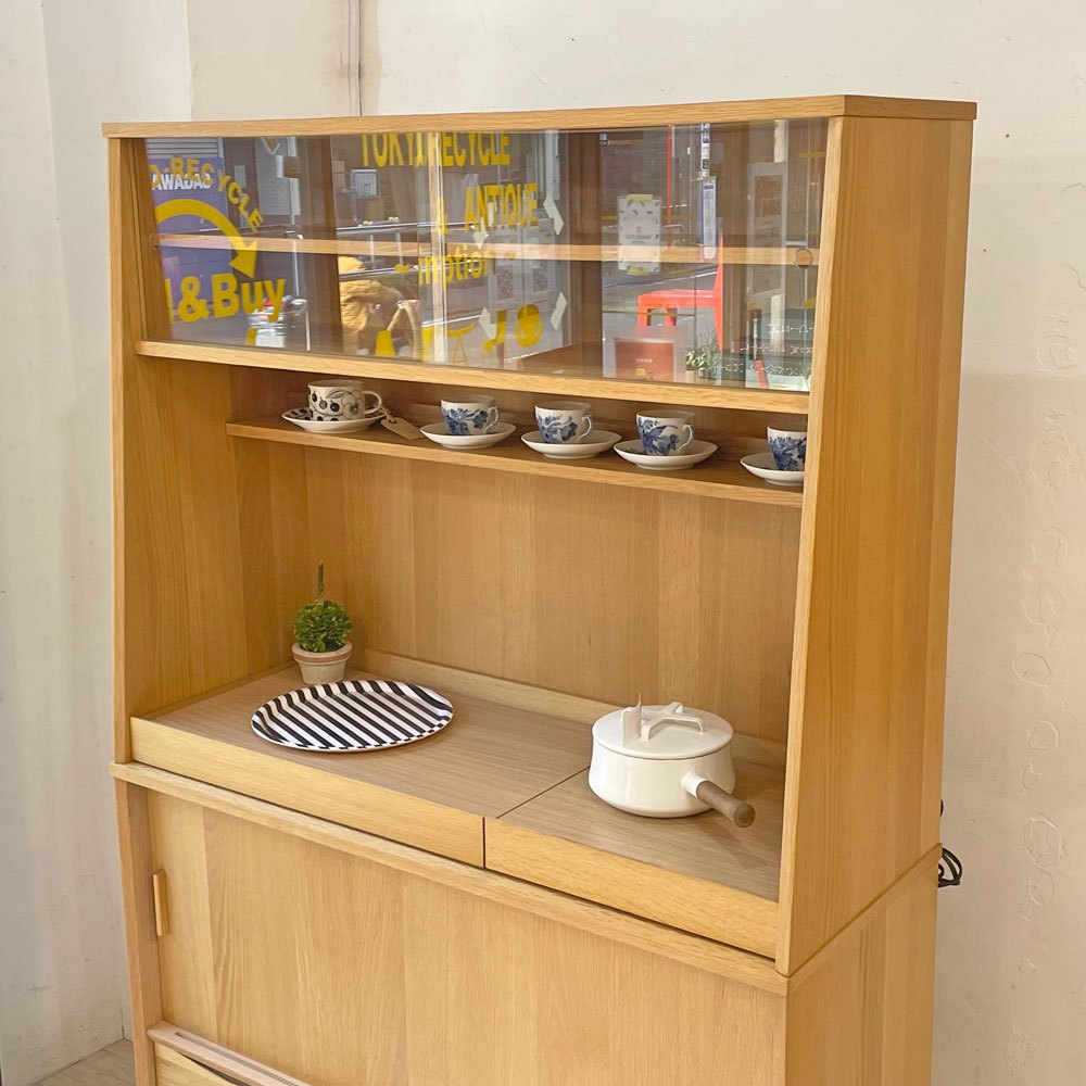 ウニコ unico シグネ SIGNE カップボード 食器棚 キッチンボード オーク材 W119cm ナチュラルモダン 北欧スタイル 廃番 ★