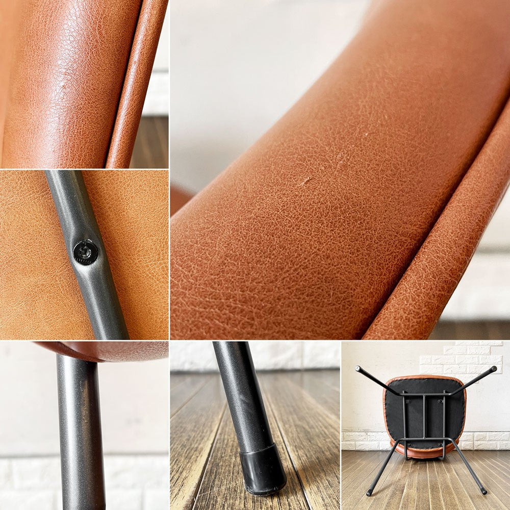 クラッシュゲート CRASHGATE ノットアンティークス Knot Antiques アボック ABOCK 肘無チェア ダイニングチェア PUレザー キャメル 定価¥19,800- B ◎