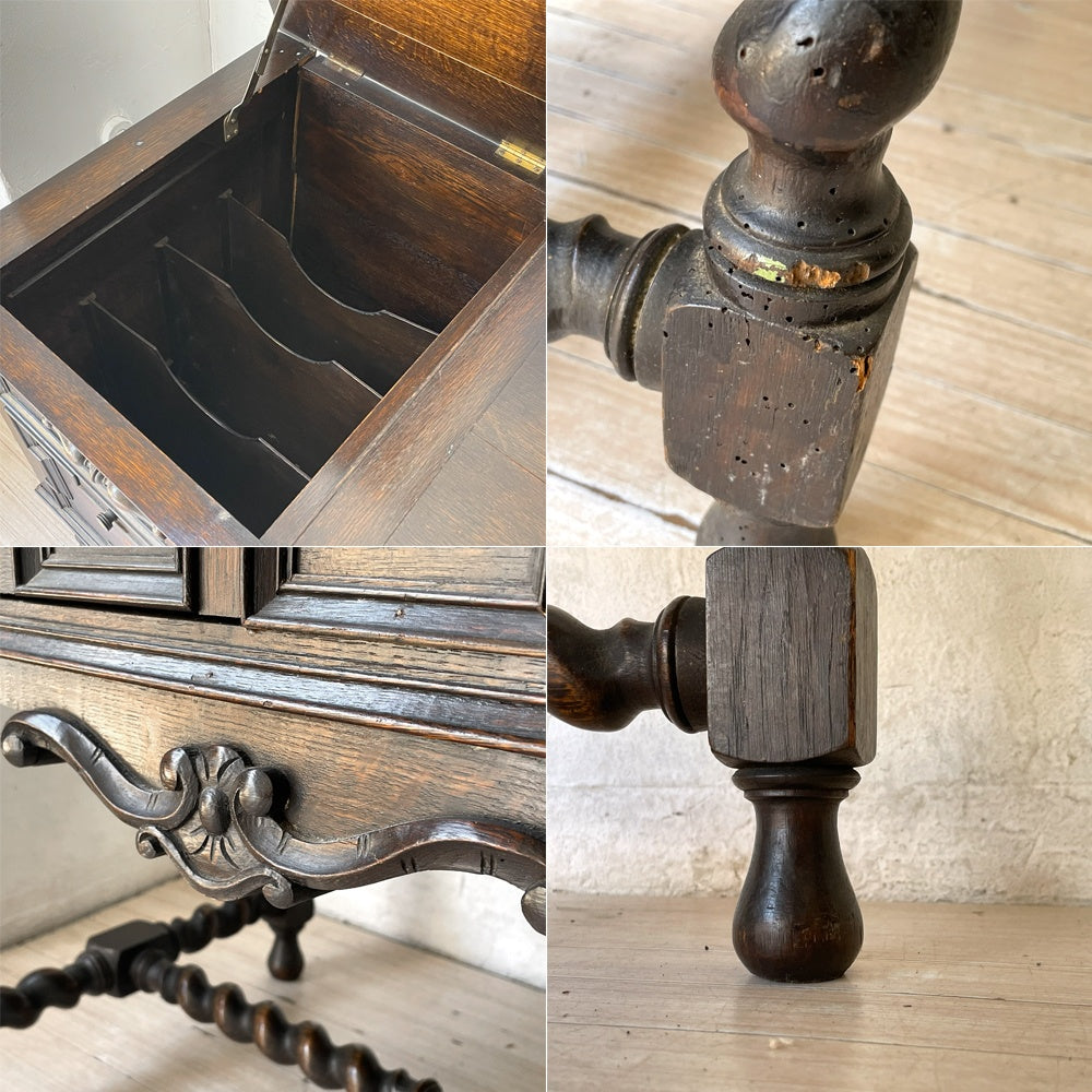 UKアンティーク グラムフォン Gramophone キャビネット型 蓄音機 手巻き式レコードプレーヤー ツイストレッグ 英国 動作品 ★