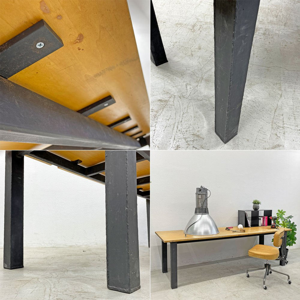 ワーキングテーブル 木製天板 鋳物脚 W240cm 〓
