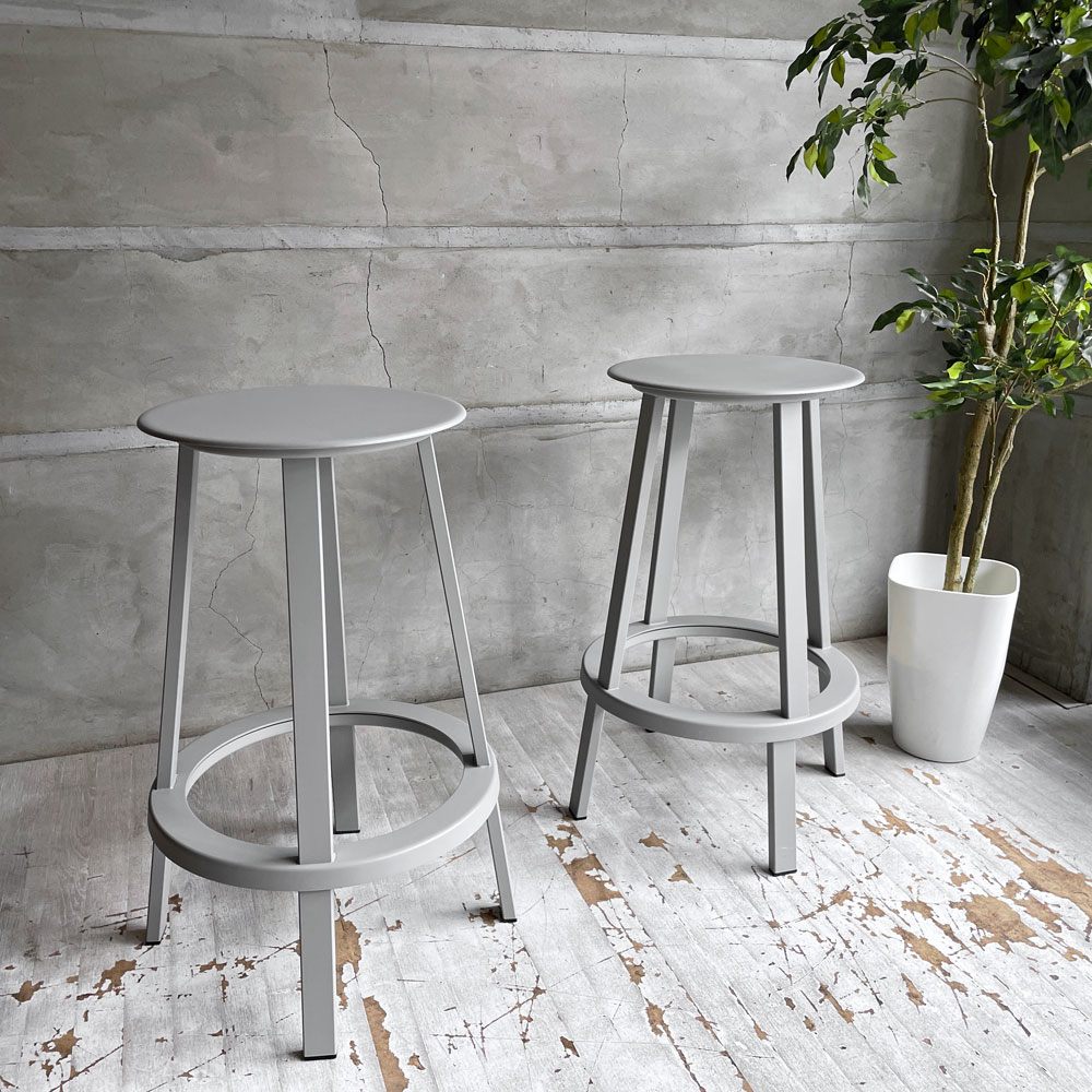 ヘイ HAY リボルバー バースツール ロー REVOLVER BAR STOOL LOW H65cm スカイグレー 回転式座面 レオン・ランズメイヤー デンマーク B ♪