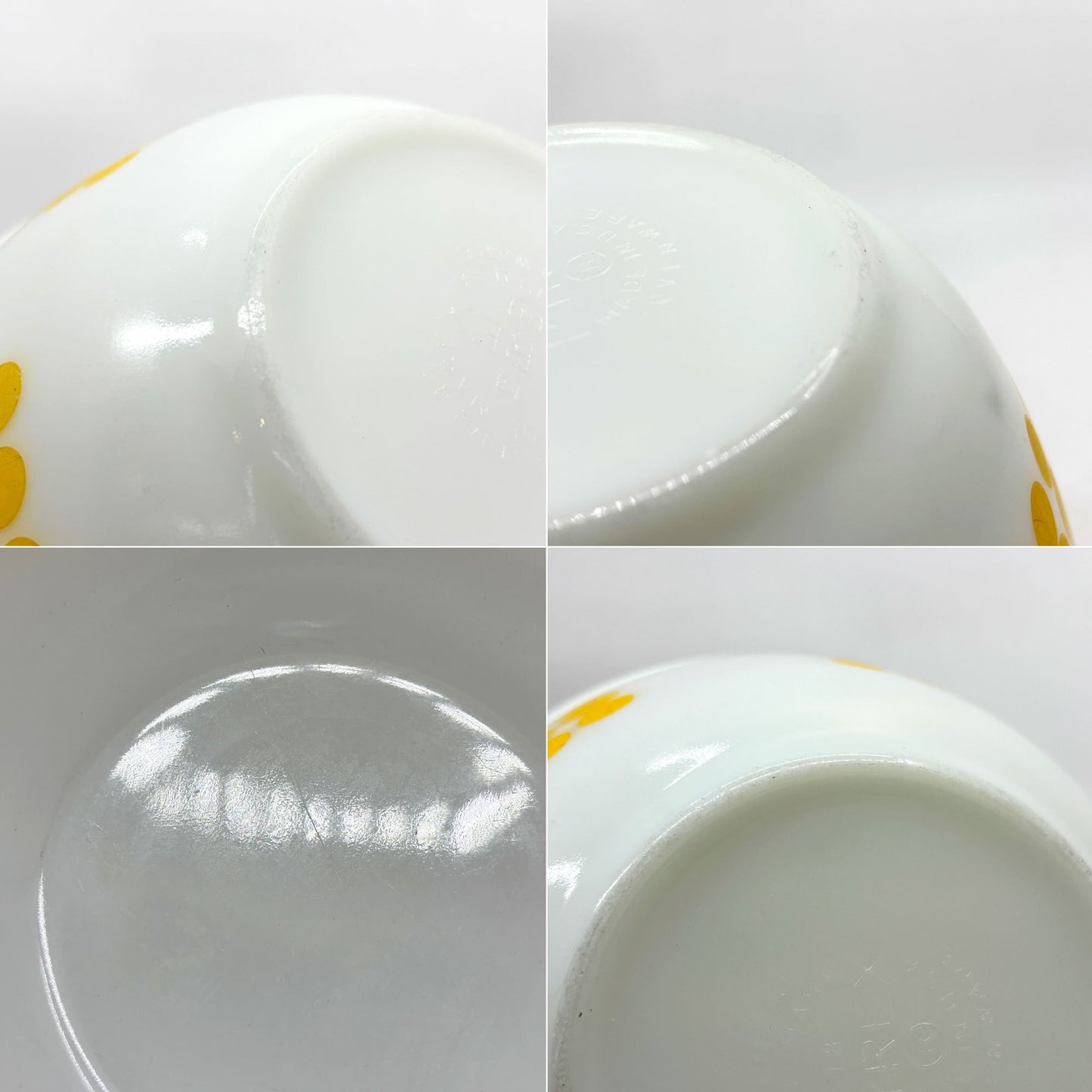 オールドパイレックス OLD PYREX ニュードット ミキシングボウル Φ18.5cm ホワイト イエロー 耐熱ミルクガラス USビンテージ ●
