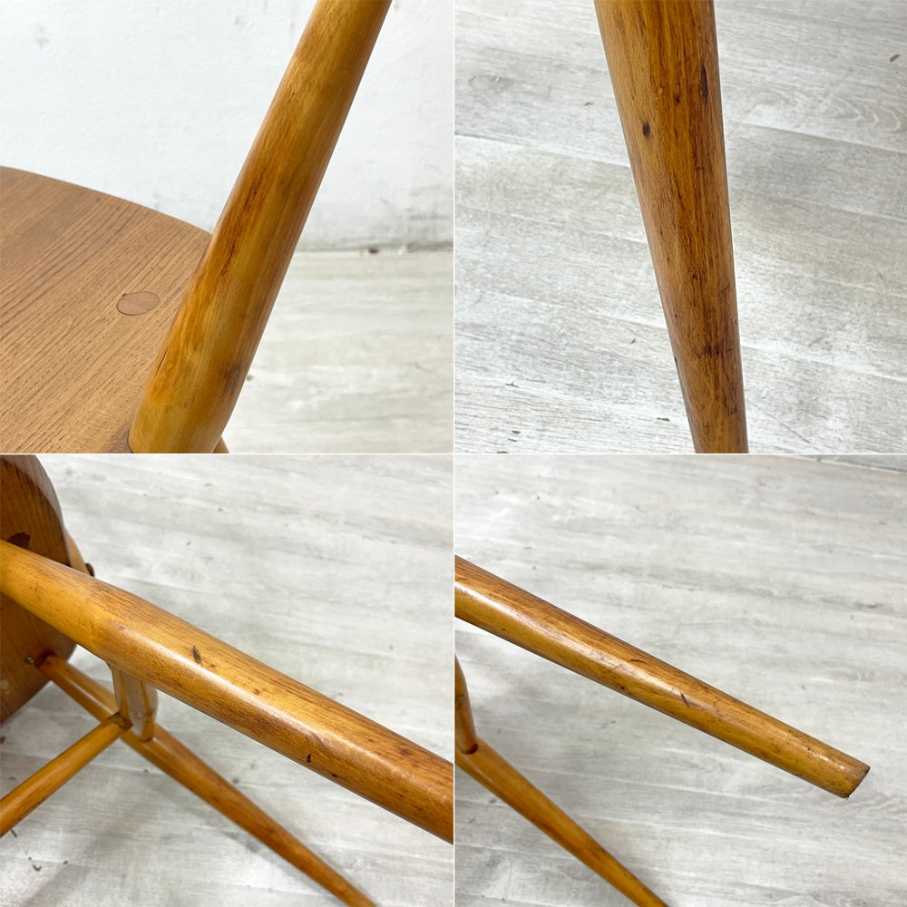 アーコール Ercol フープバックチェア アームチェア スポークバックチェア エルム材 UKビンテージ 英国家具 ●
