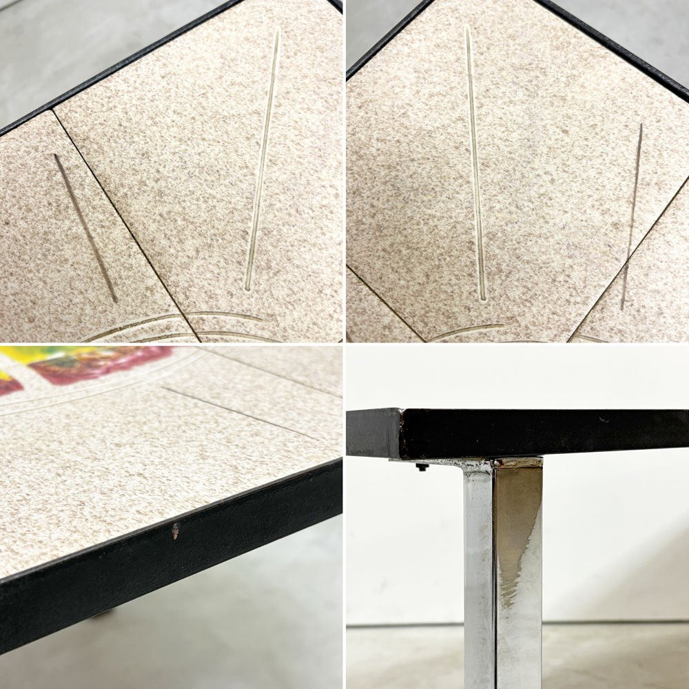 ベルギー ビンテージ Belgium Vintage セラミック タイルトップ コーヒーテーブル Tile Top Coffee Table 60's-70's リビングテーブル センターテーブル ミッドセンチュリー ●
