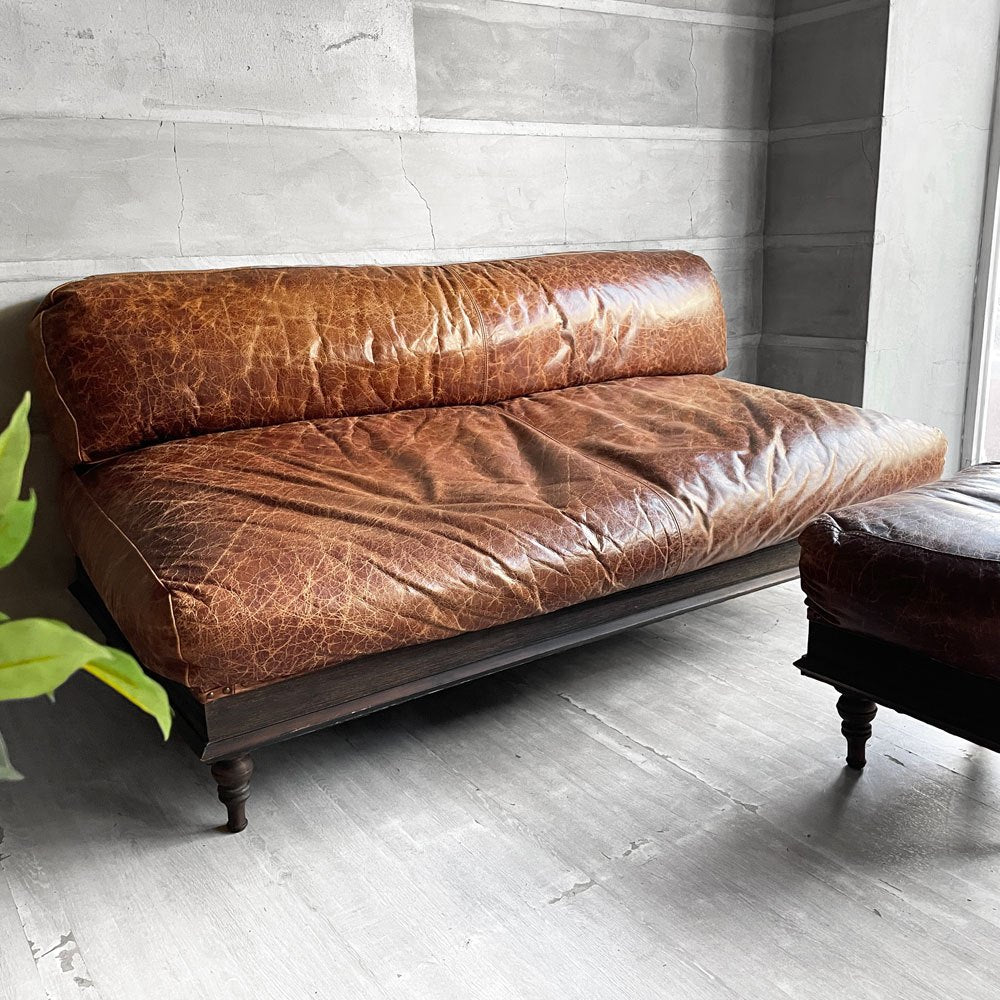 ジャーナルスタンダードファニチャー j.s.F ナンシー NANCY 2Pソファ 本革 レザー フェザークッション 廃盤 参考定価 ¥216,000- ♪