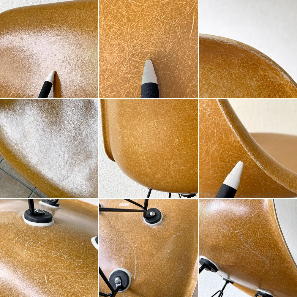 ハーマンミラー Herman Miller サイドシェルチェア 2nd 希少 オークルダーク エッフェルベース リプロダクト脚 イームズ ビンテージ ミッドセンチュリー ◇