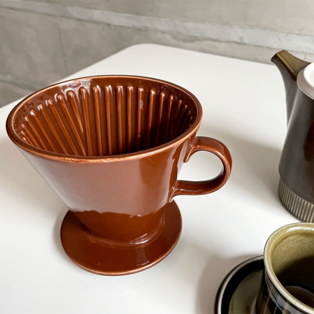 アラビア ARABIA コーヒードリッパー Lサイズ H14.5cm 陶器 ブラウン ビンテージ ♪