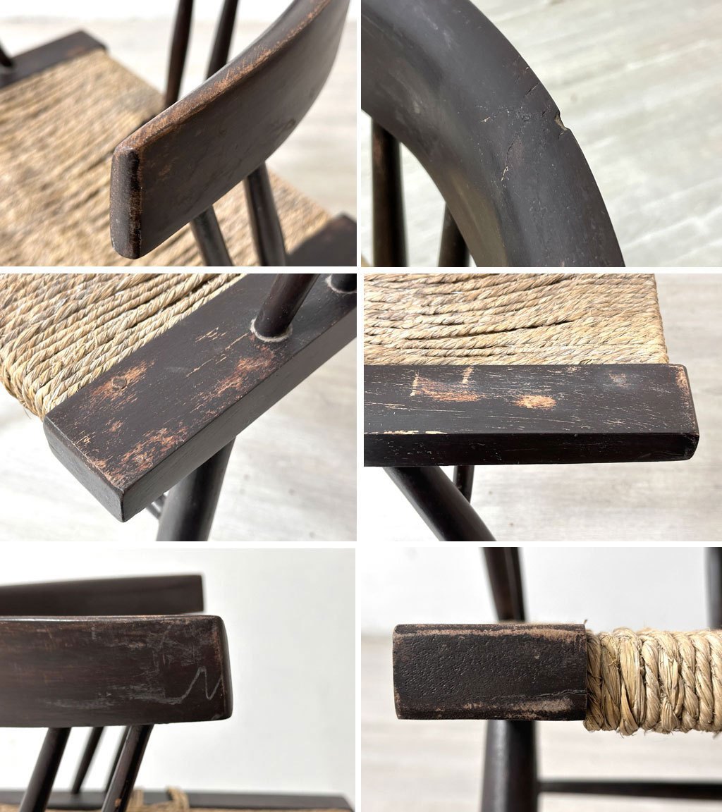 ジョージ・ナカシマ George Nakashima グラスシートチェア GRASS SEATED CHAIR ローズウッド材(シッソ)インド NID 60`s ビンテージ ●