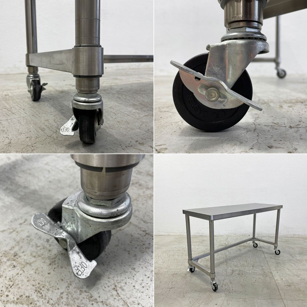 アートスタイルマーケット Art Style Market COM-CA ワークテーブル デスク 作業台 ステンレス製 キャスター付き W120cm ミニマル 工業系 〓
