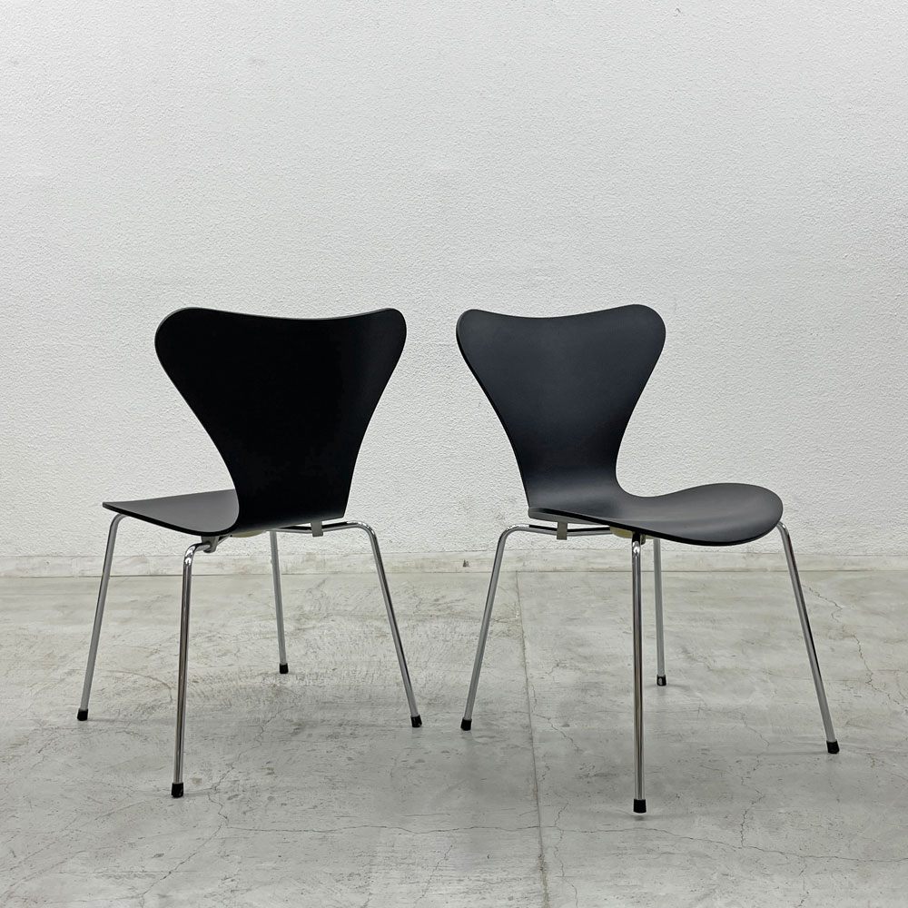 フリッツハンセン Fritz Hansen セブンチェア ダイニングチェア ブラック ラッカー再塗装 アルネ・ヤコブセン デンマーク スタッキングチェア A 北欧家具 〓