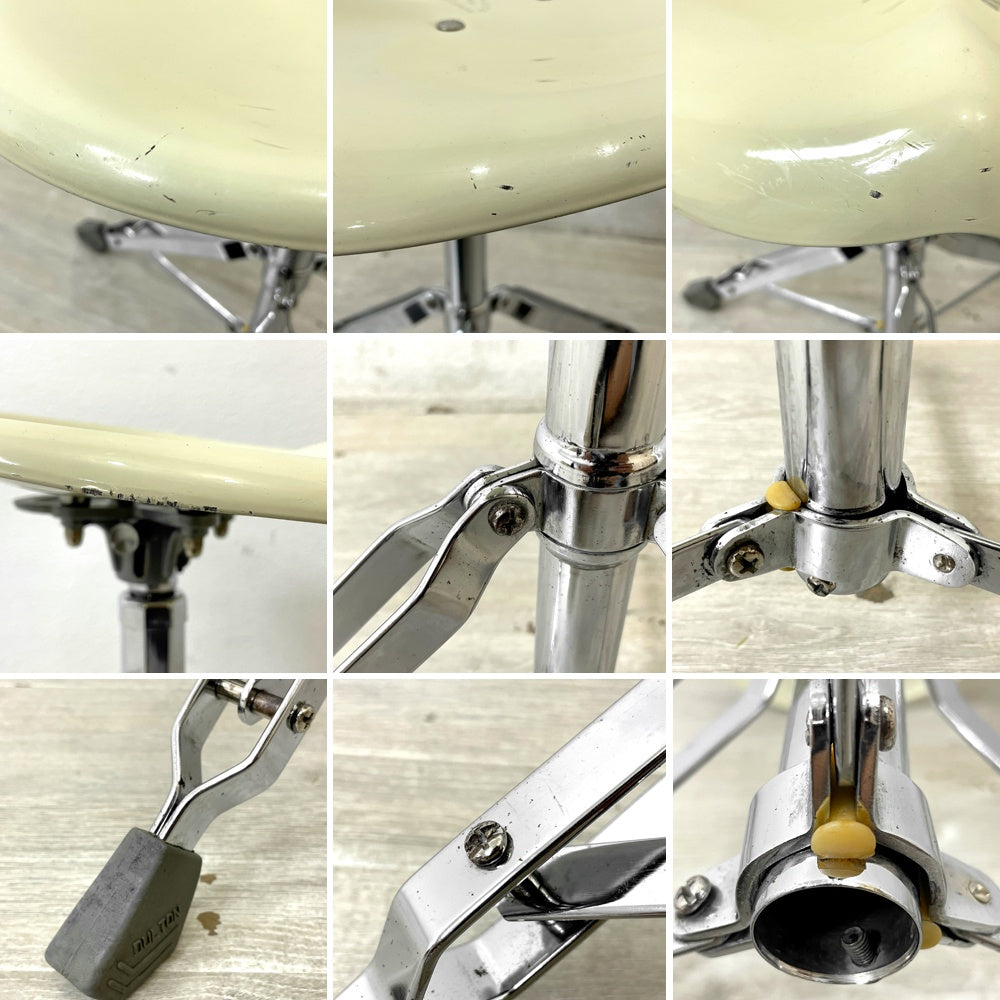 ダルトン DULTON X2 ビートスツール BEAT STOOL 回転式 無段階高さ調節 スチール製アイボリー 折り畳み B ●