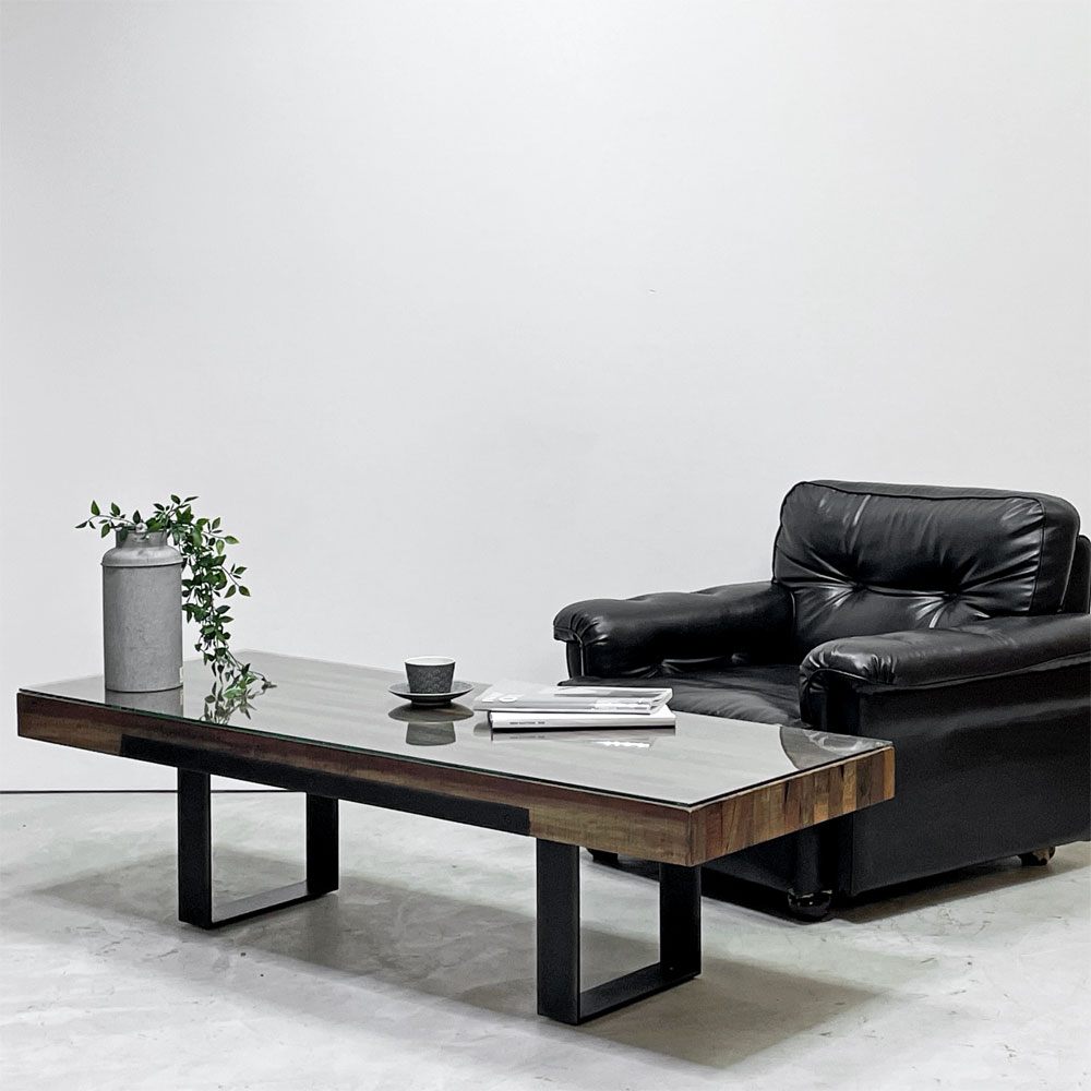 ビーナ bina GRAHAM グラハム コーヒーテーブル COFFEE TABLE アイアンレッグ 古材 W150cm インダストリアルデザイン 廃番 ●