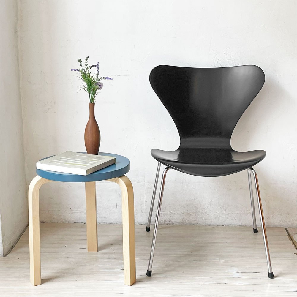 アルテック artek スツール60 Stool60 ブルーラッカー バーチ材 3本脚 Lレッグ アルヴァ・アアルト スタッキング 北欧家具 定価¥46,200- ★