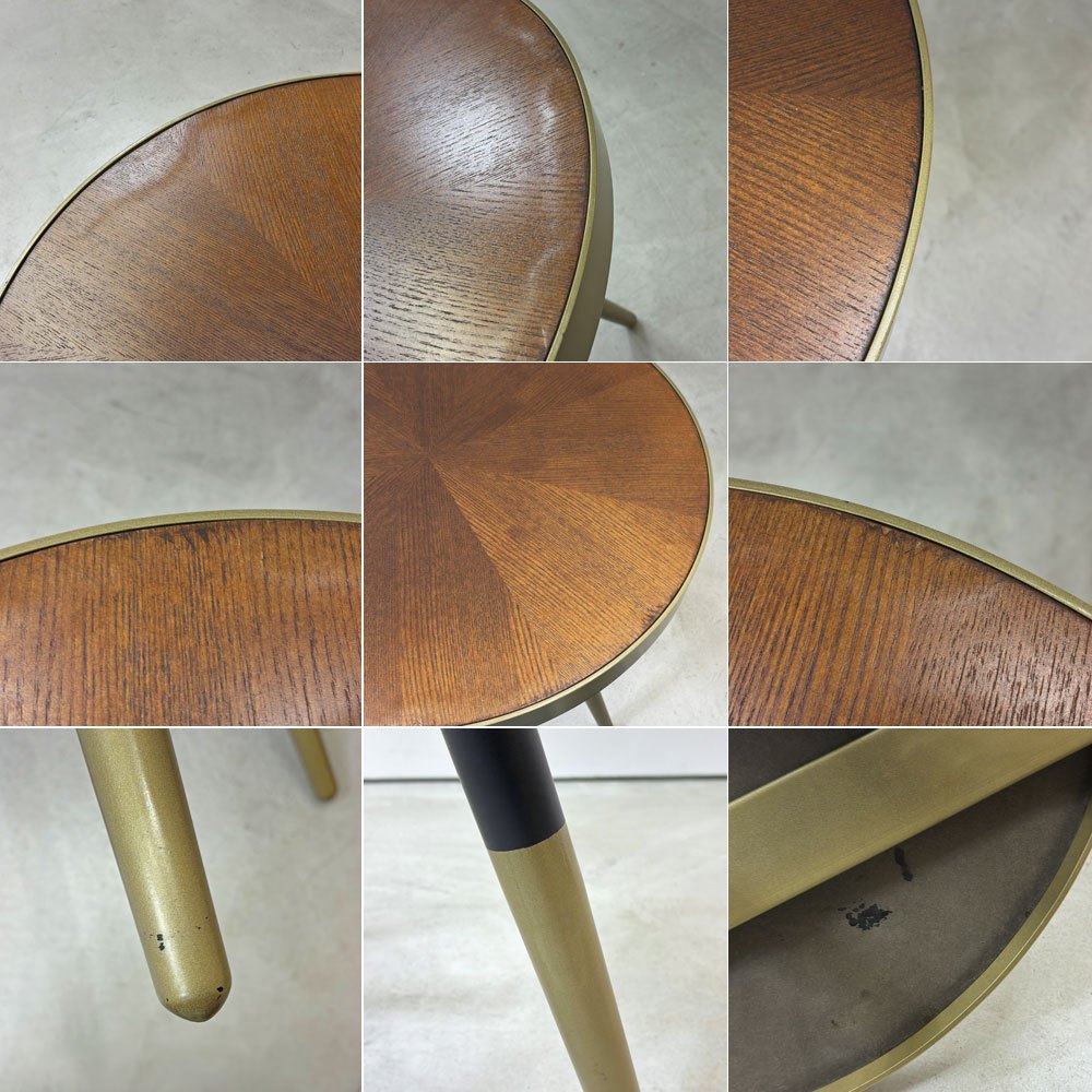 Whitelabel Living デニス サイドテーブル Denise Side Table アッシュ材 鉄脚 アイアンレッグ ウォールナット系カラー ●