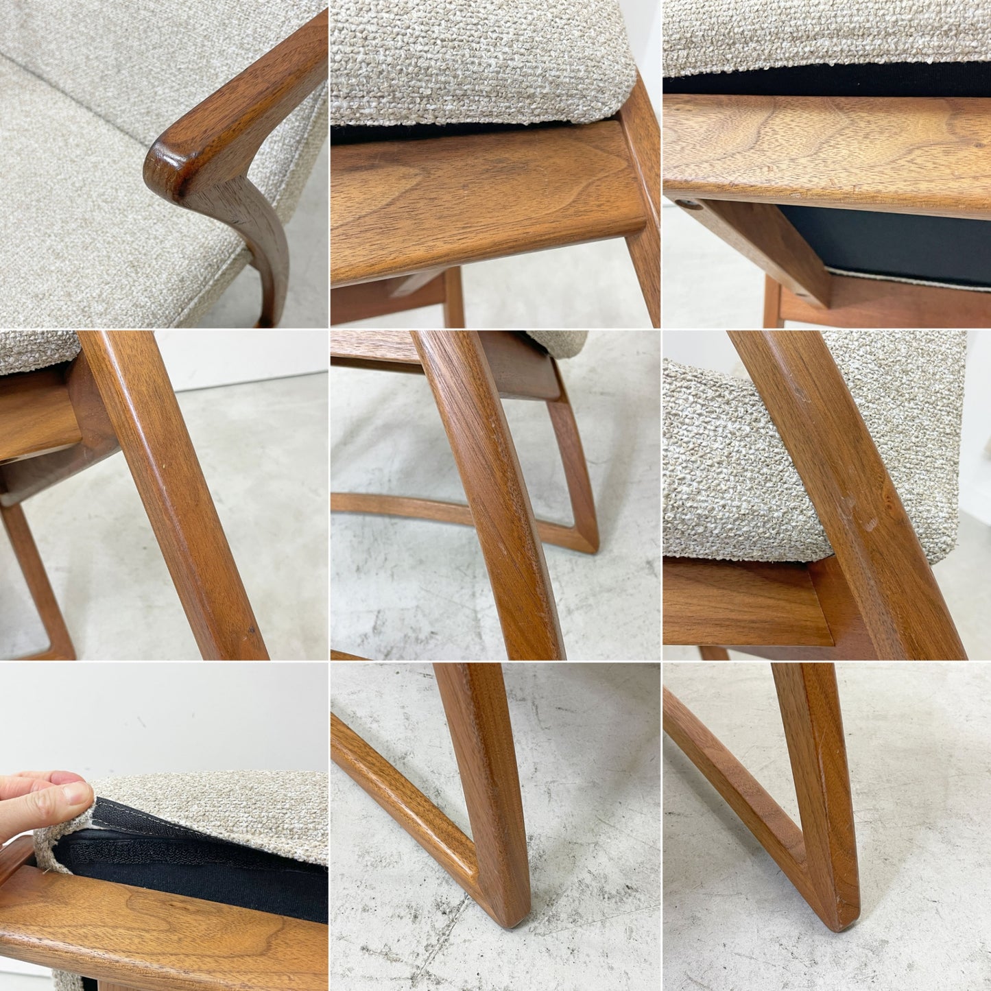 リアルスタイル REAL Style カンナ ローチェア Canna low chair SH380 ウォールナット材 低座椅子 スタンチ19 ファブリック フルカバーリング 定価¥110,000- ●