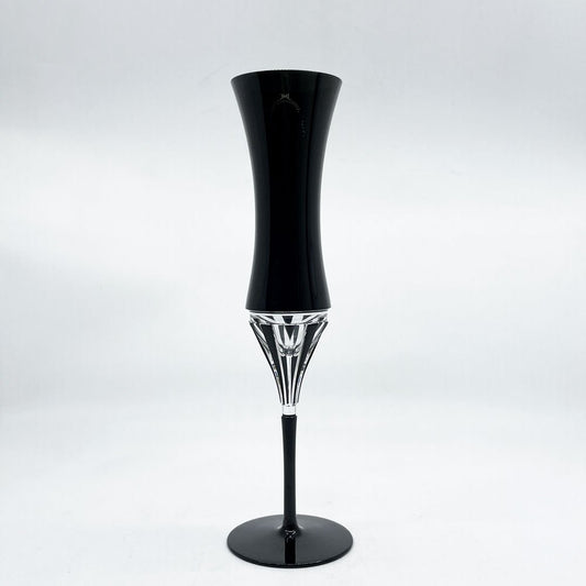 保谷クリスタル HOYA CRYSTAL ブラックベルベット BLACK VELVET シャンパングラス コーンカットステム型 カラーガラス 美品 ●