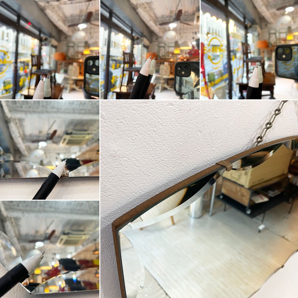 グローブ ブランド ミラー GLOBE BRAND MIRROR ウォールミラー カッティングミラー 壁掛け UKビンテージ ★
