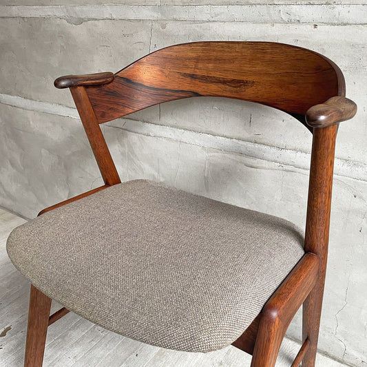 KS Mobelfabrik ダイニングチェア No.32 ネイルチェア ハーフアーム チーク材 ファブリック グレー系 カイ・クリスチャンセン デンマークビンテージ 生地張替済 ♪