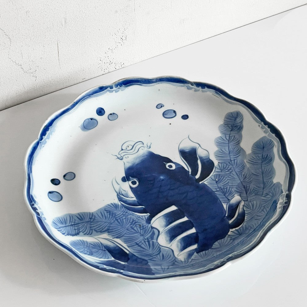 古伊万里　大皿（鯉） 古伊万里 鯉伊万里 染付 大皿 志田焼 古伊万里大皿（鯉）