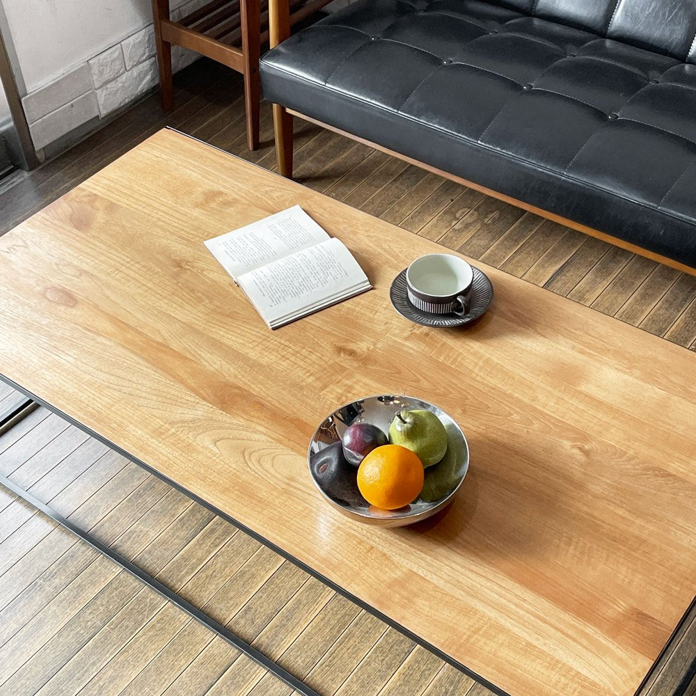 ダリールズ Dareels ワントゥ ONETWO コーヒーテーブル ローテーブル チーク古材 スチール W120cm スペイン タイムレスコンフォート 取扱 定価¥94,600- ◎