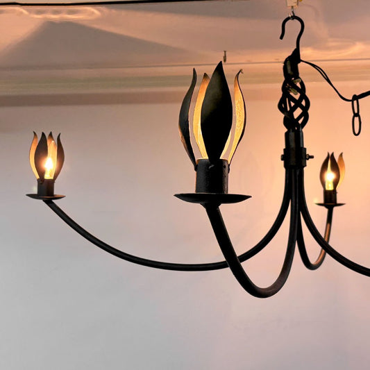 シャンデリア ペンダントライト 4灯 アイアン ブラック クラシカルデザイン インダストリアルデザイン 店舗什器 ●