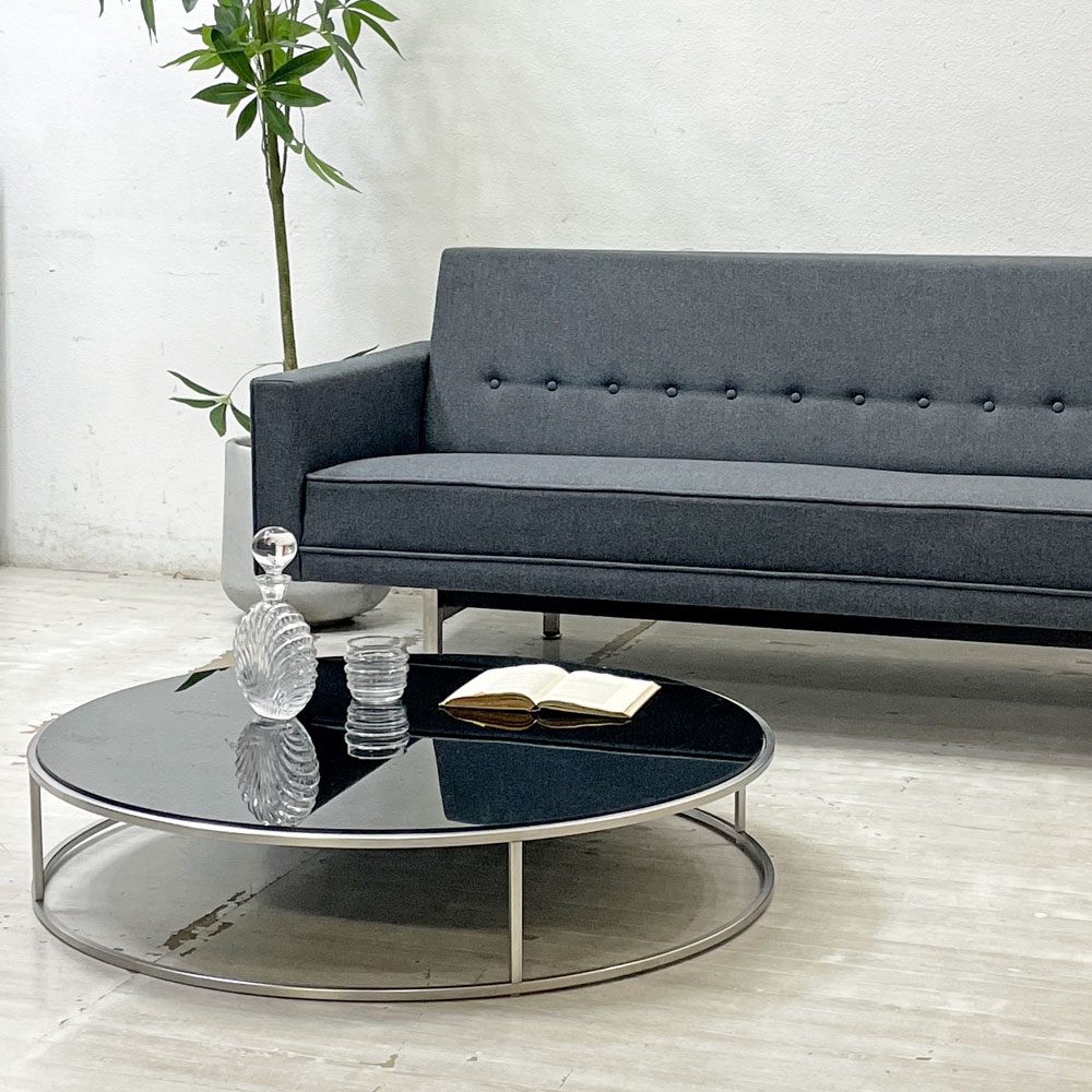 カッシーナ Cassina イル ILE センターテーブル ローテーブル ラウンド ブラック ガラス天板 Φ92cm ピエロ・リッソーニ Piero Lissoni モダン ●