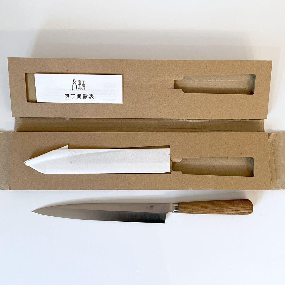 庖丁工房タダフサ 忠房 刺身包丁 HK-7 左利き用 栗材 刃渡り210mm 箱付 燕三条 定価¥22,330- 未使用保管品 ◎