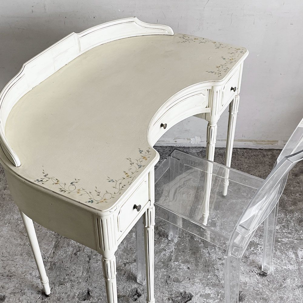 ウィディコム ファニチャー The Widdicomb Furniture デスク ワークテーブル ホワイトペイント ボタニカル柄 クラシカル USビンテージ アメリカ ■