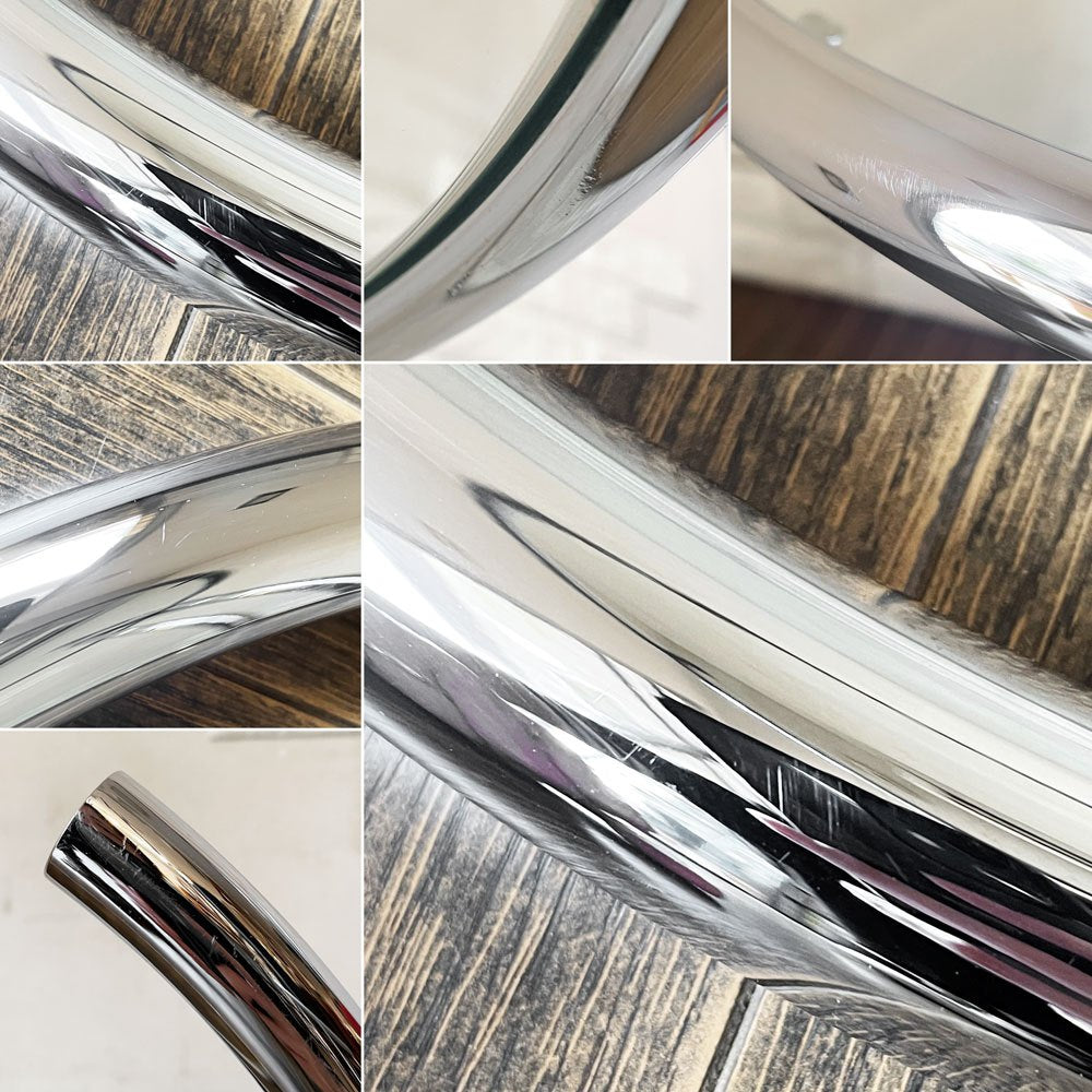 クラシコン ClassiCon アジャスタブルテーブル E1027 サイドテーブル ガラストップ クロームフレーム Φ50.5cm アイリーン・グレイ ドイツ 定価¥217,800- ◎