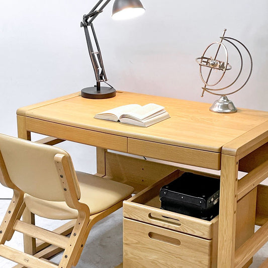 浜本工芸 No17 デスク 学習机 + No17 デスクワゴン + DSC-4104 デスクチェア 3点セット ナラ材 ナチュラルオーク PVCレザーシート クレンズ 高さ調節可 合計定価 ¥216,700- ●
