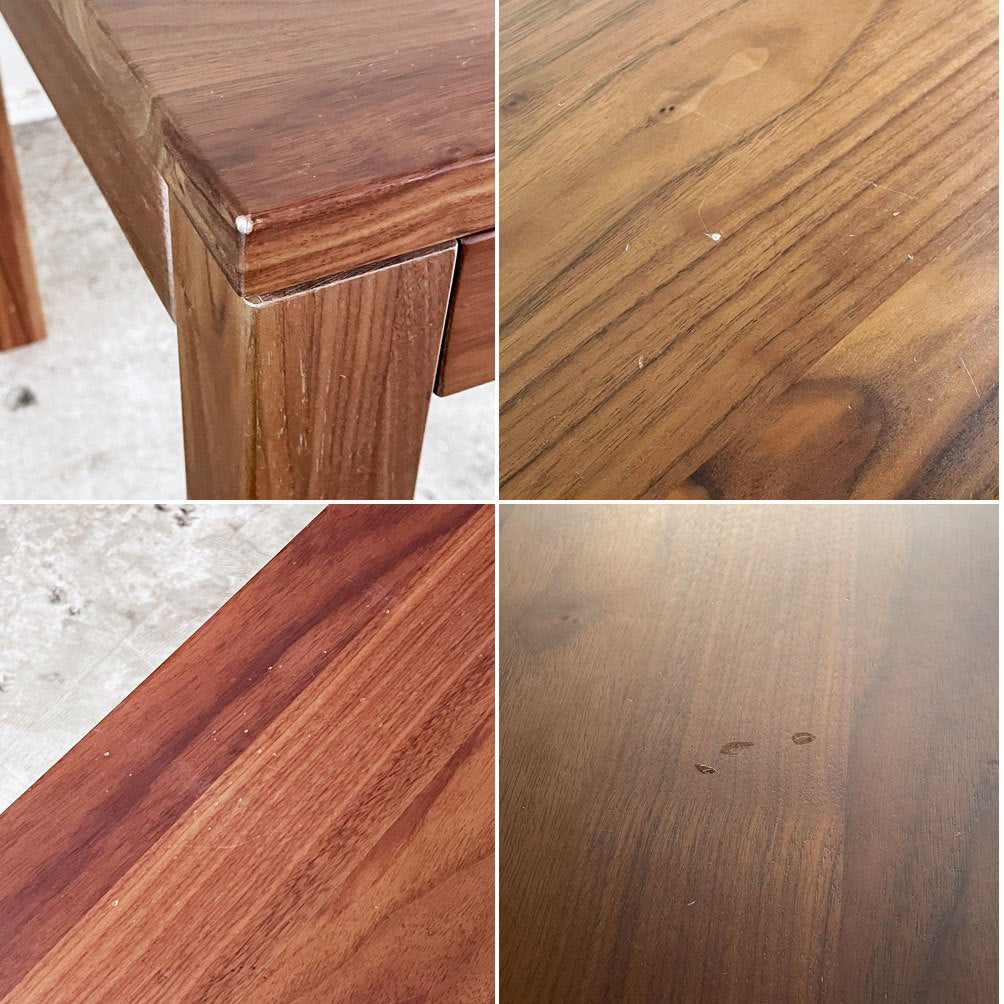無印良品 MUJI ダイニングテーブル 引き出し2杯付き ウォールナット材 無垢集成材 W140cm ナチュラル ■