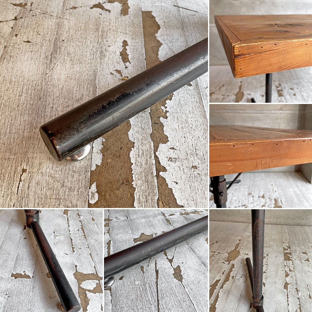 クラッシュゲート CRASH GATE ノットアンティークス knot antiques フラッグⅡFRAG II LD ダイニングテーブル パイン古材 スチールレッグ W140cm 廃番 ♪