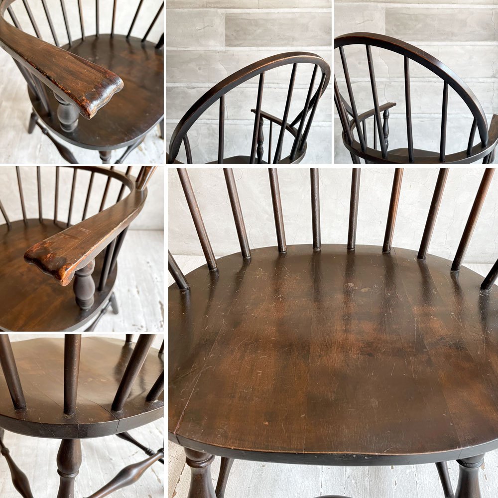 USビンテージ ウィンザーチェア No.40 木製肘付き椅子 アームチェア ダイニングチェア クラシカルデザイン Leavens社製 アメリカ♪