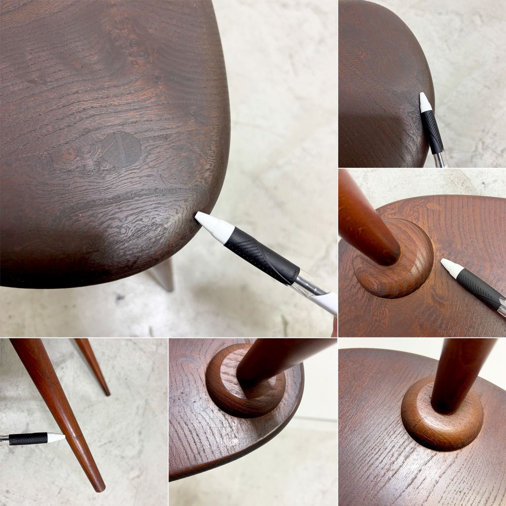 アーコール Ercol ペブル PEBBLE 354 ネストテーブル nest of tables サイドテーブル ビーチ×エルム材 ブルーラベル UKビンテージ●