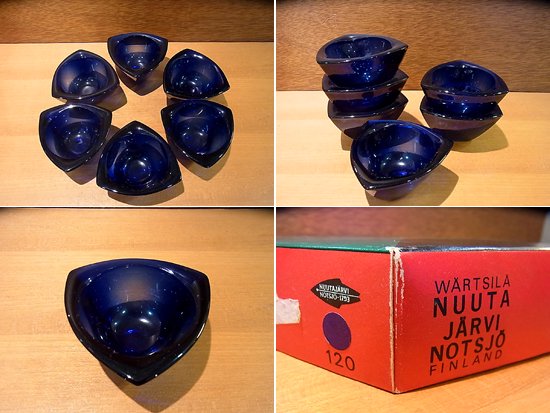 希少 ヌータヤルヴィ ◇ NUUTAJARVI Kaj Franck ( カイ・フランク ) Bulls Eye 6P Boxセット ブルー