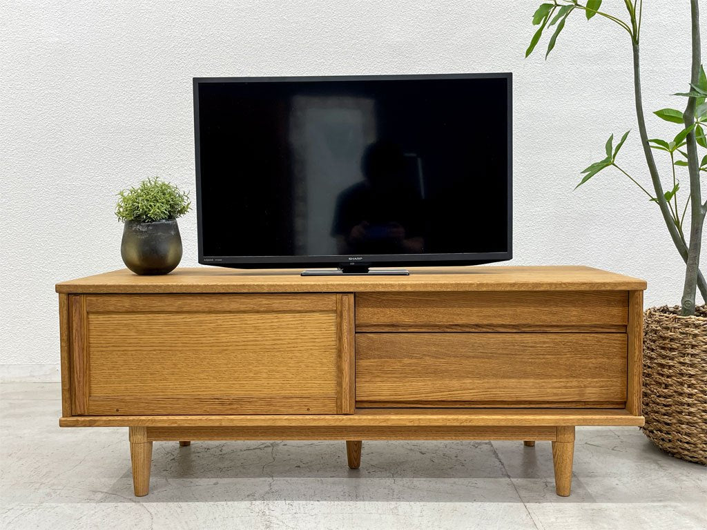 モモナチュラル MOMO Natural ベント VENT AVボード ローボード オーク材 木扉 ナチュラル W121cm 定価58,000円 〓