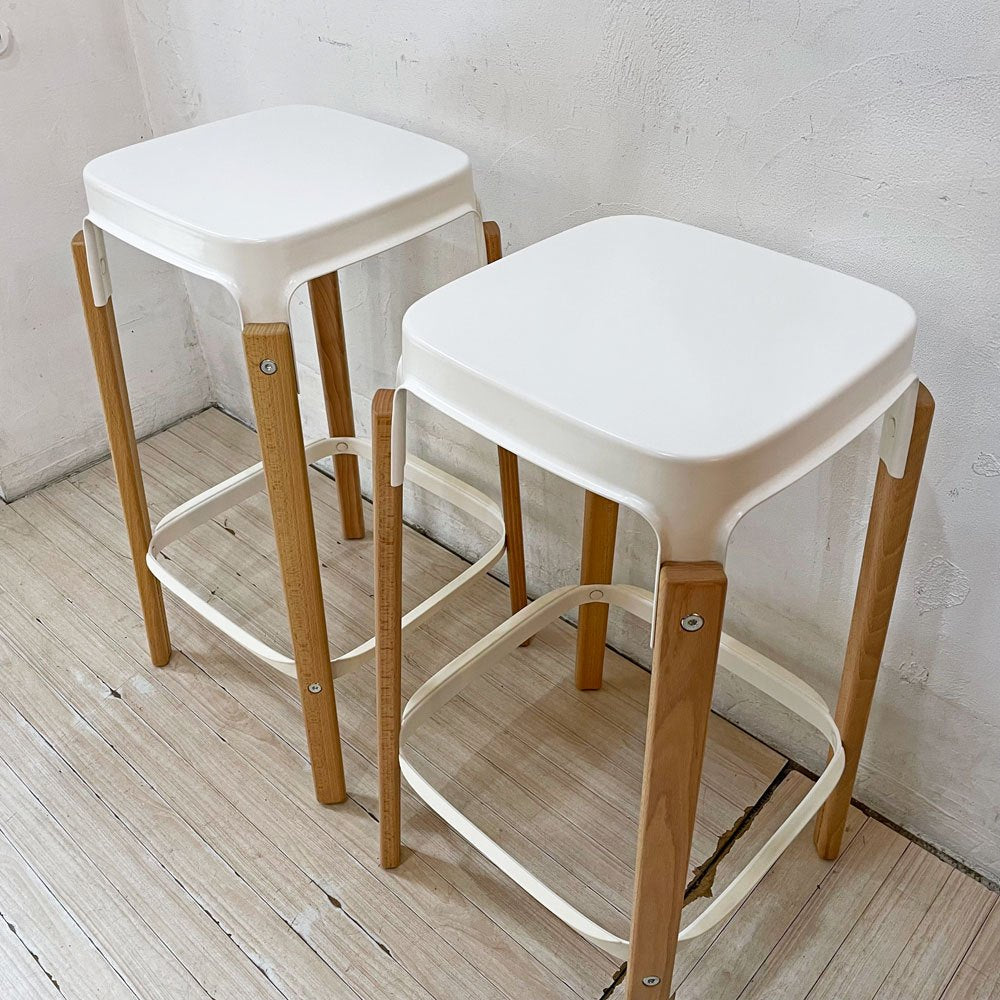 マジス MAGIS スティールウッドスツール Steelwood Stool ハイスツール カウンターチェア ホワイト × ビーチ H68cm ロナン&エルワン・ブルレック イタリア A ★