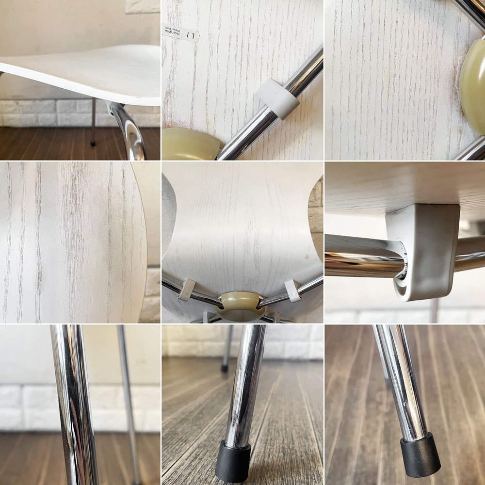 フリッツハンセン Fritz Hansen 3107 セブンチェア カラードアッシュ ホワイト アルネ・ヤコブセン Arne Jacobsen デンマーク 北欧家具 定価¥75,680- ◎
