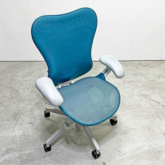 ハーマンミラー Herman Miller ミラ2 Mirra2 オフィスチェア デスクチェア ブルー×ホワイト メッシュシート スタジオ7.5 MRF123AWAF ●