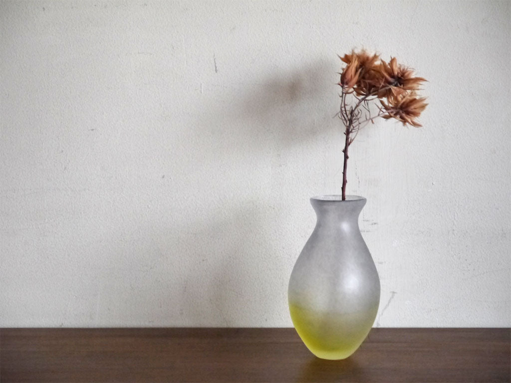 鈴木伊美 ガラス フラワーベース 花瓶 H14.9cm 現代作家 ■