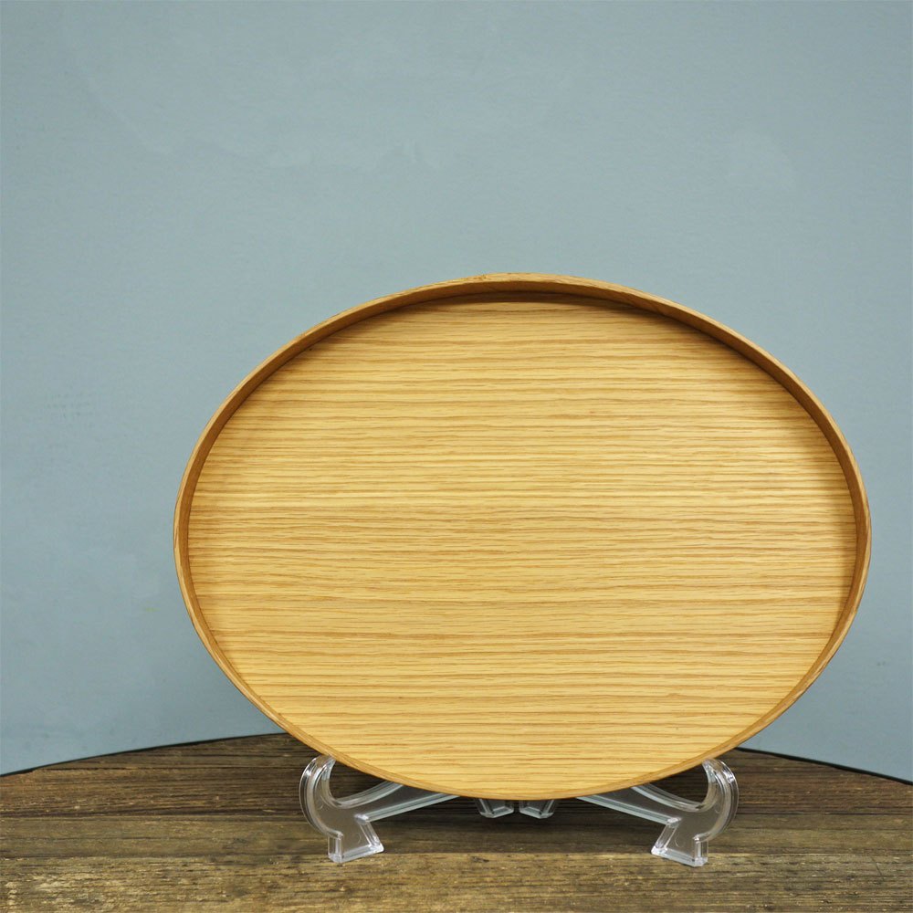 フナハシトモハル 楕円盆 オーク材 30x23cm オーバルトレイ 現代作家