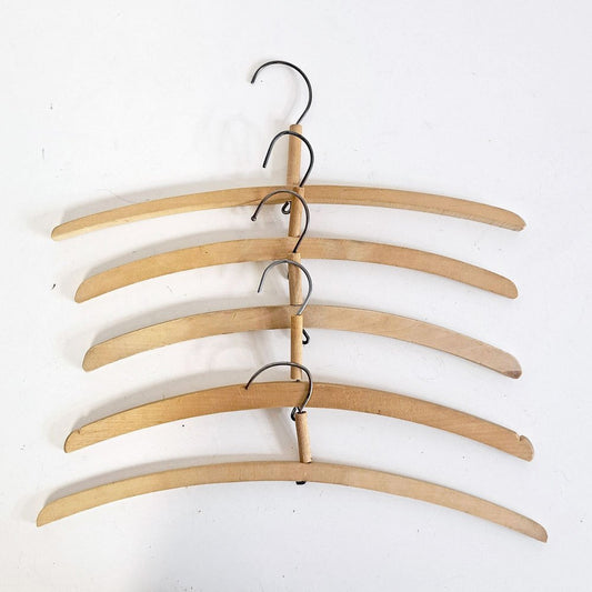北欧ビンテージ Scandinabian Vintage 木製ハンガー 10本セット 1950〜70年代 木味 レトロ 古道具 B ●