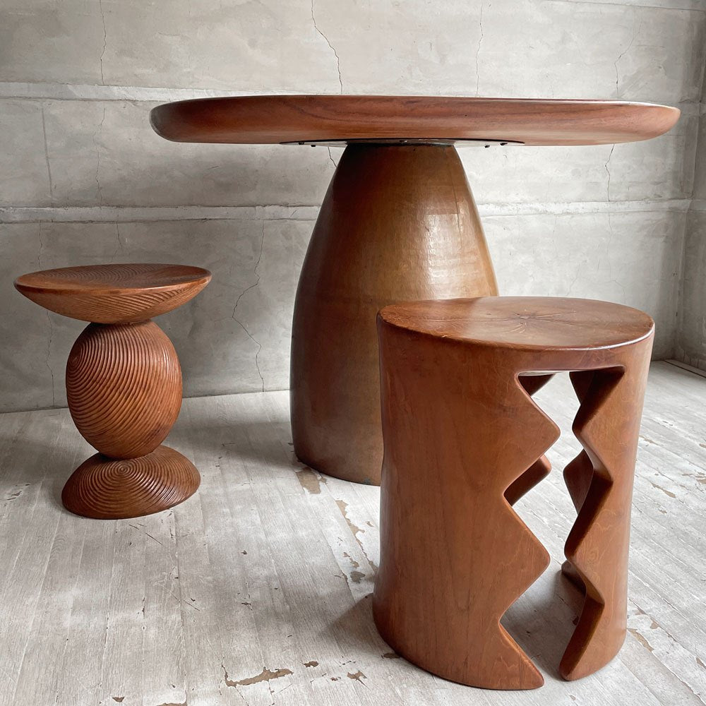 ヨーガンレール ババグーリ Jurgen Lehl Babaghuri チーク無垢材 スツール Stool シグザグ脚 ハンドメイド 一木造り プリミティブ 希少 ♪