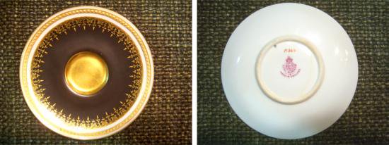 ◇ England Royal Worceter ( ロイヤル ウースター ) 希少な30~40's ヴィンテージ 黒マット×金彩レリーフ×アイボリージュール打ち デミタス カップ&ソーサー