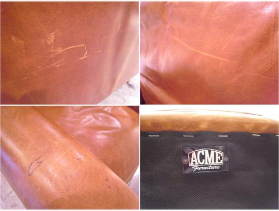 ■ acme アクメ FRESNO LEATHER SOFA 1-Seater フレズノ レザーソファ