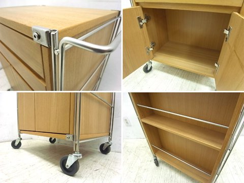 ■ 希少廃盤 無印良品 ワゴンキャビネット タモ材×ステンレス