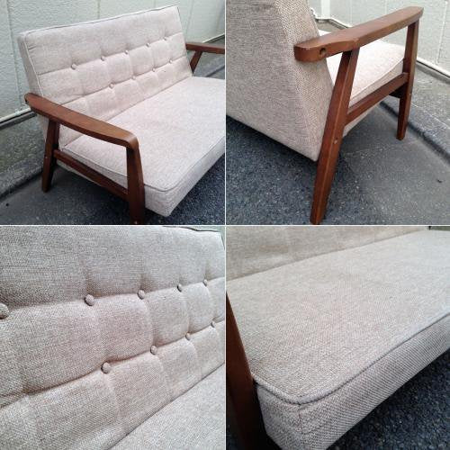 ◎北欧&ミッドセンチュリースタイル ウッドフレーム2Pファブリックソファ / Simple Modern Design 2P Fabric Sofa