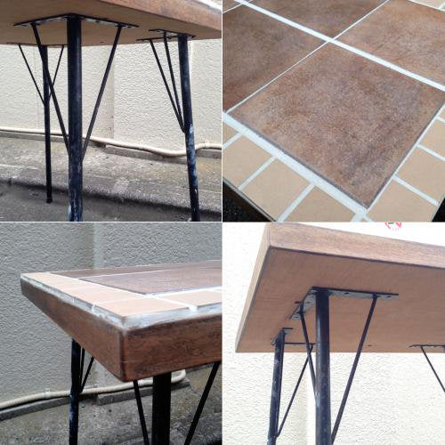 ◎Tile Top × Iron Leg Remake Cafe Table / タイルトップxアイアンレッグ リメイク カフェテーブル